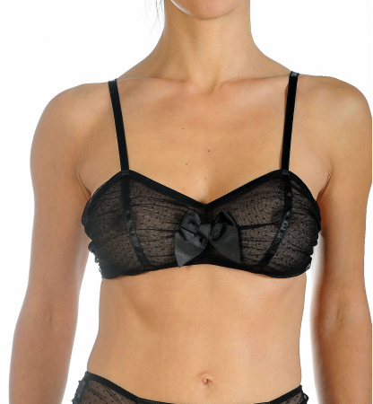 Soutien gorge bandeau en résille plumetis