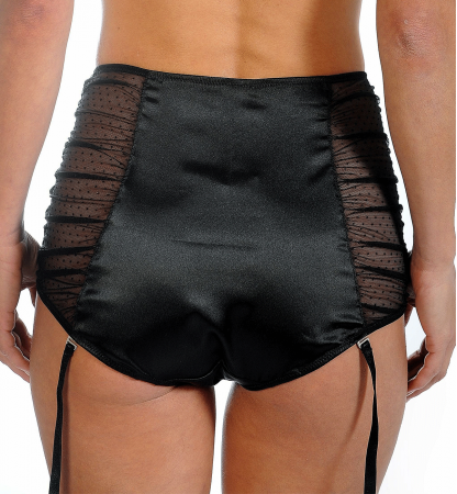 Culotte taille haute en satin et...