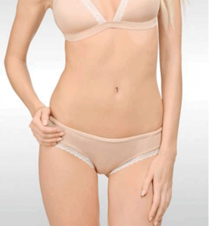 Shorty basique et dentelle Nude