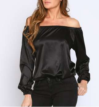Body Satin Col Bateau Élastique Manches longues 2