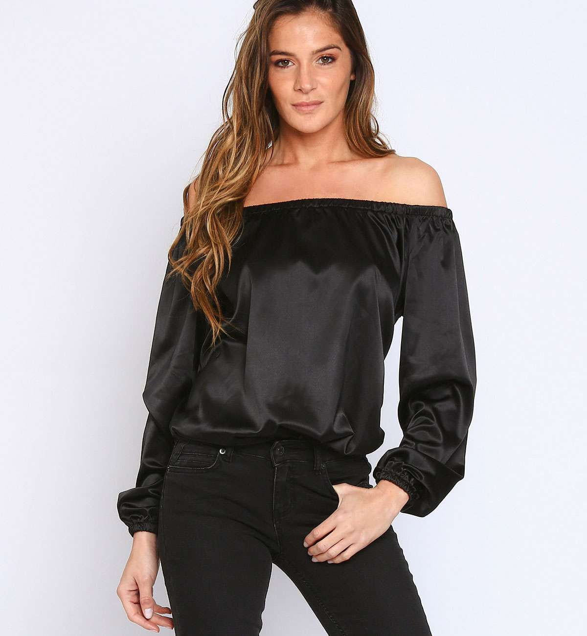 Body Manche Longue Élastique Satin...