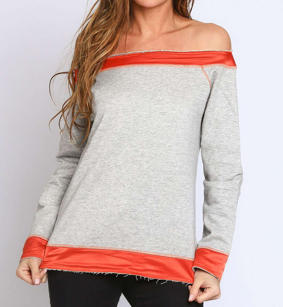 TOP SOLVIN GRIS CLAIR COL BATEAU