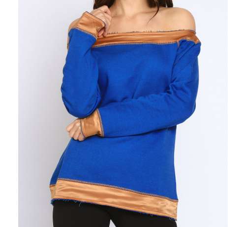 Sweat bicolor bl. col bateau