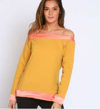 TOP SOLVIN MOUTARDE COL BATEAU