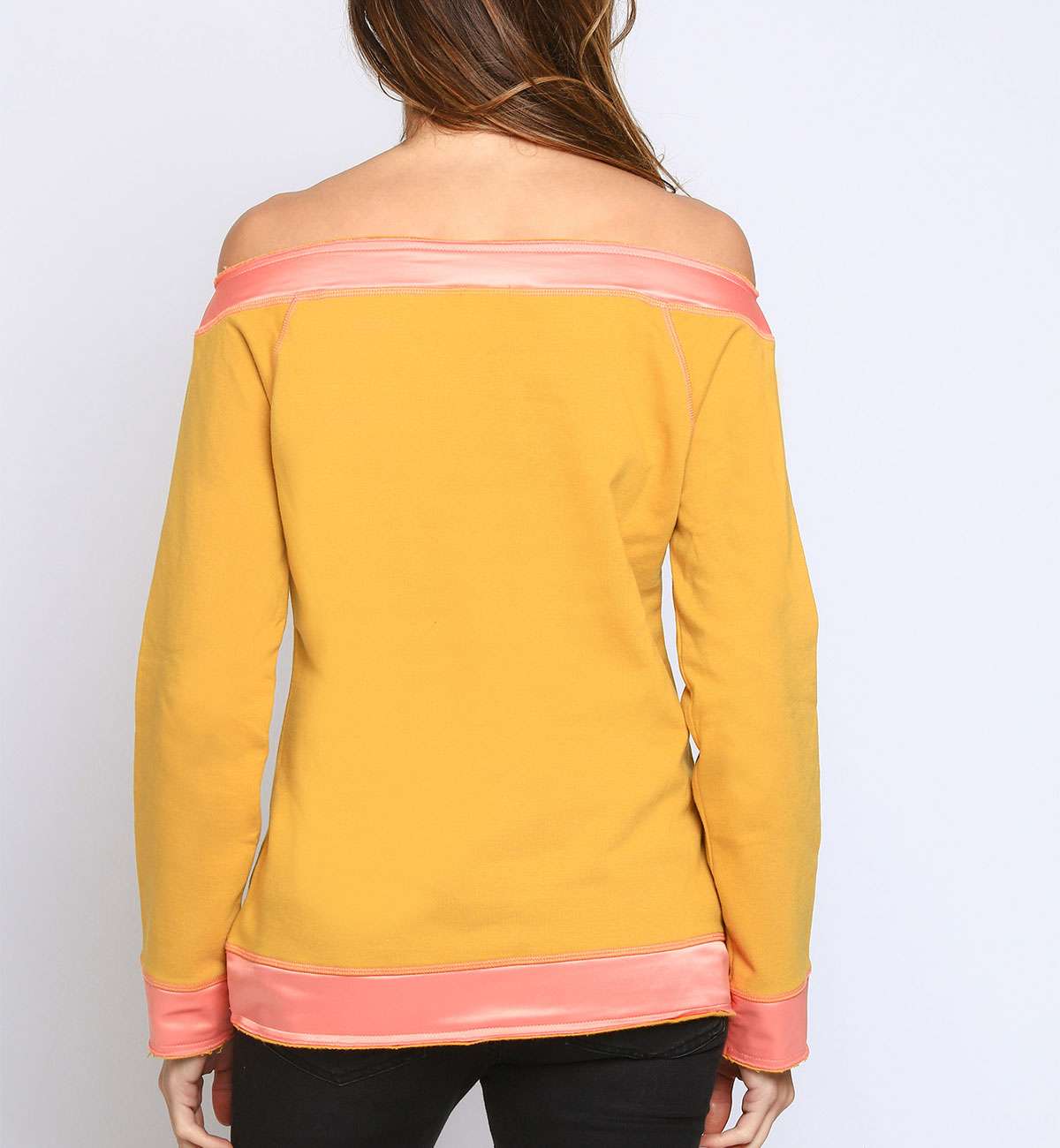 TOP SOLVIN MOUTARDE COL BATEAU