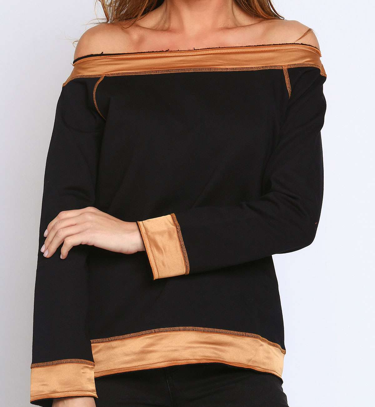 Sweat col bateau satin