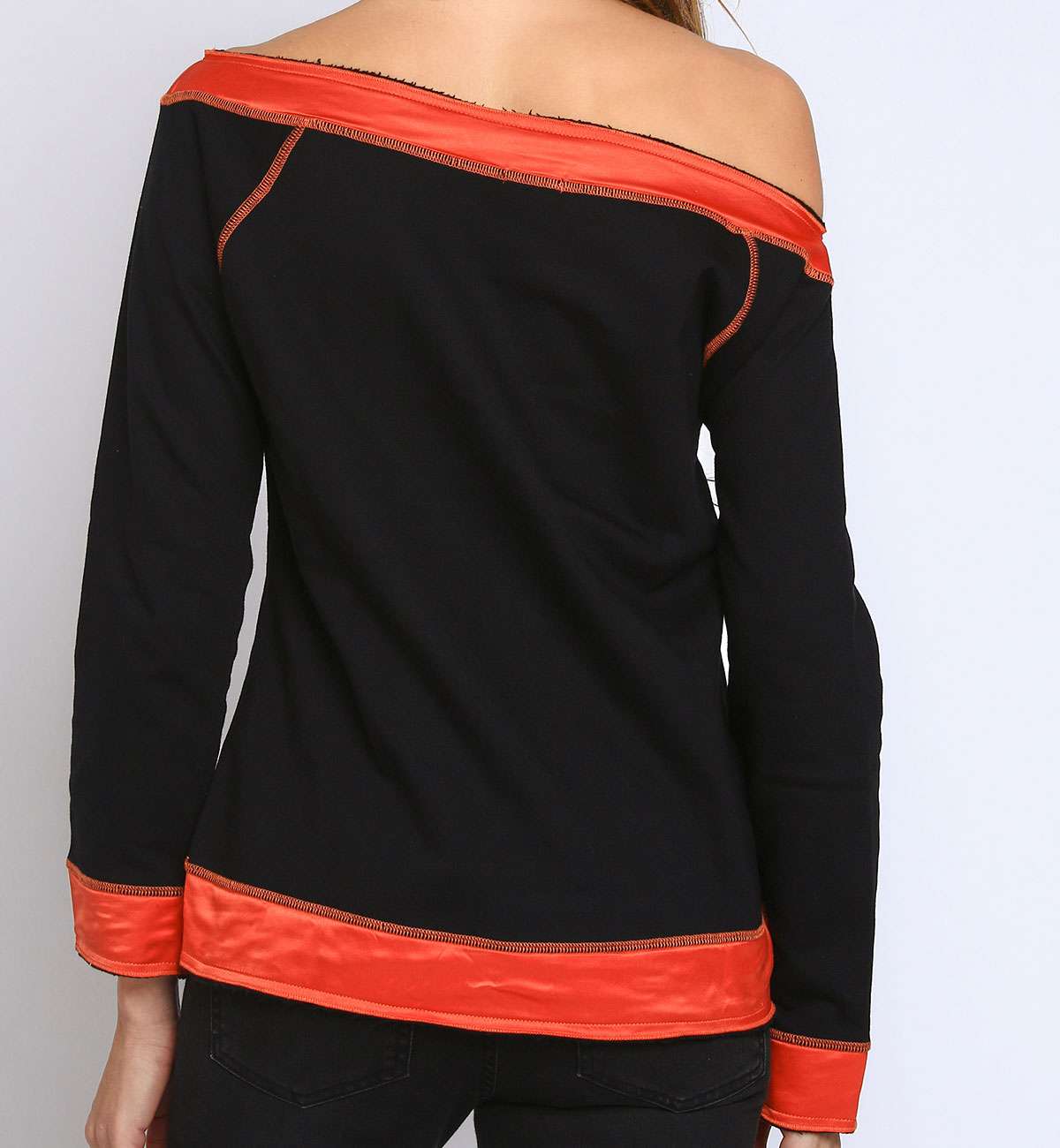 Sweat col bateau satin