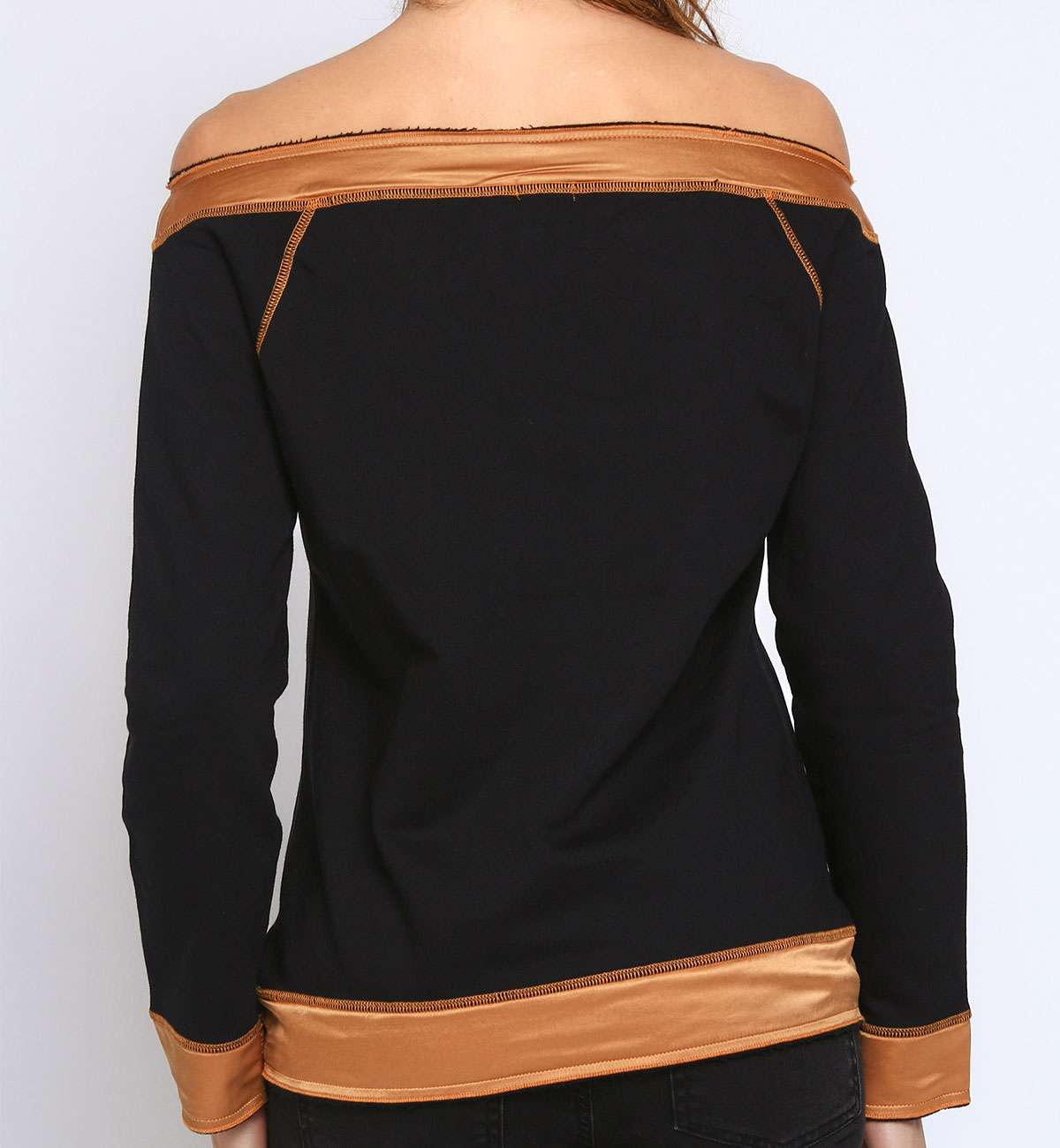 TOP SOLVIN NOIR COL BATEAU