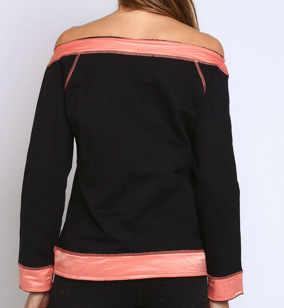 TOP SOLVIN NOIR COL BATEAU