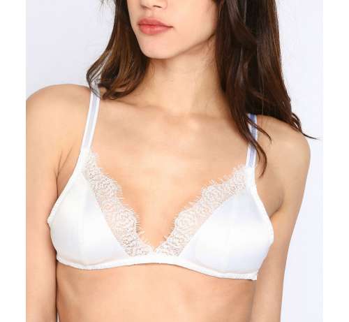 Soutien gorge triangle satin dentelle sans armatures