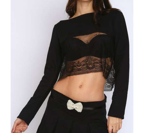 Top crop dentelle