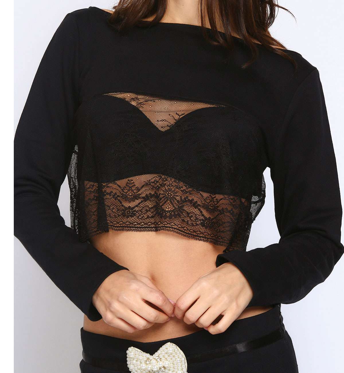 Top crop dentelle
