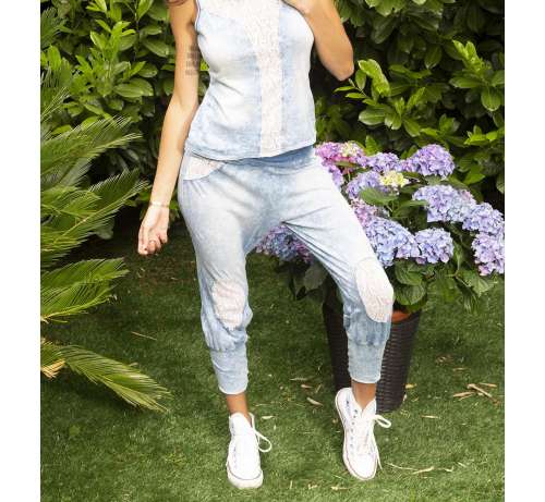 Saroual délavé Ani dentelle