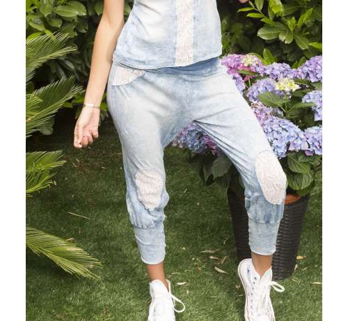 Saroual délavé Ani dentelle