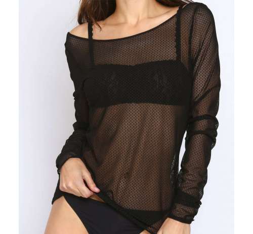 Top en résille manche longue Blanca