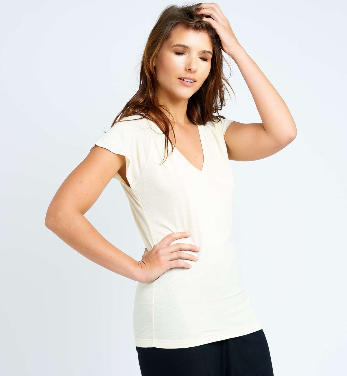 Tshirt col V manche courte bambou