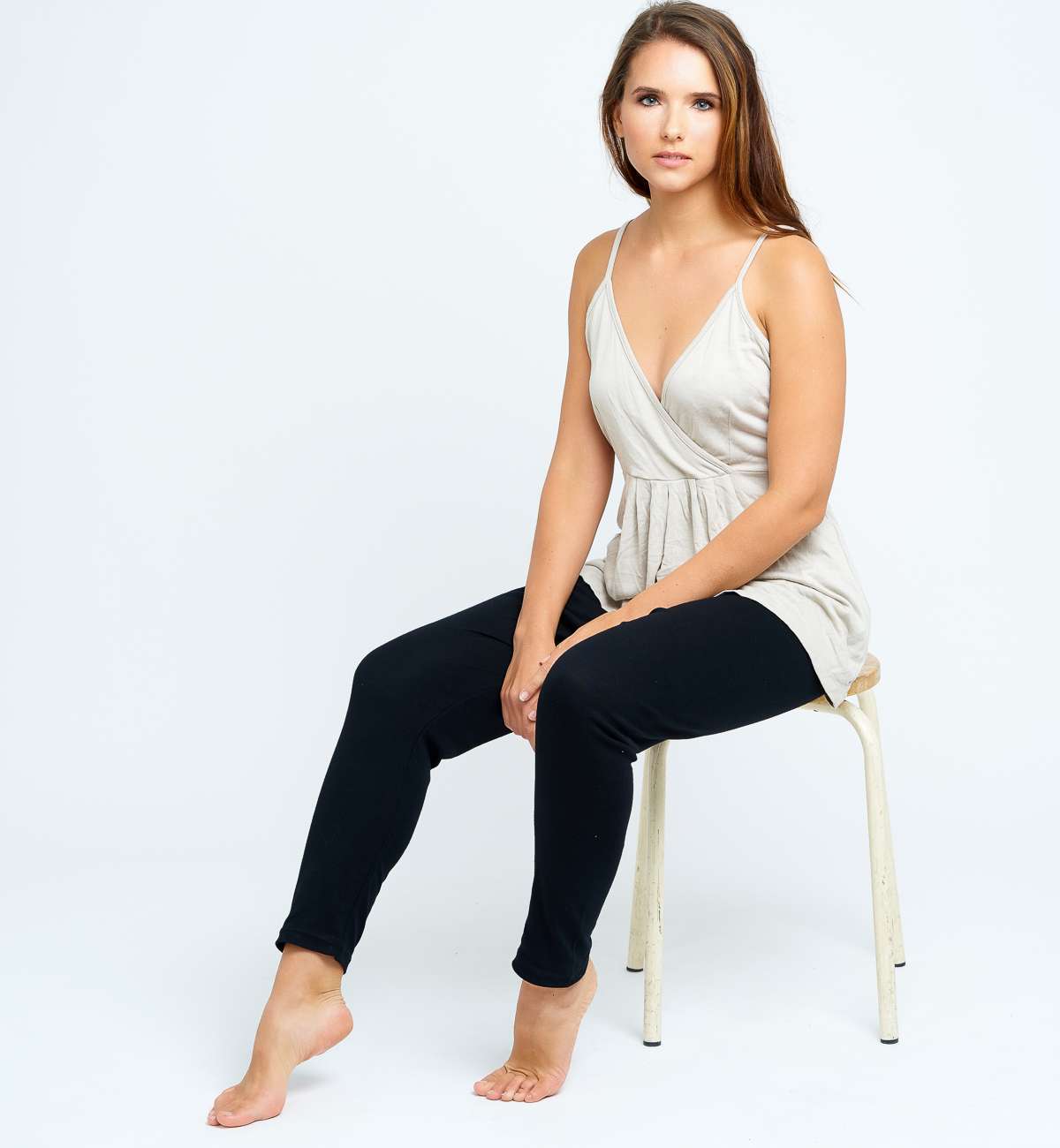 débardeur long décolleté croisé bambou