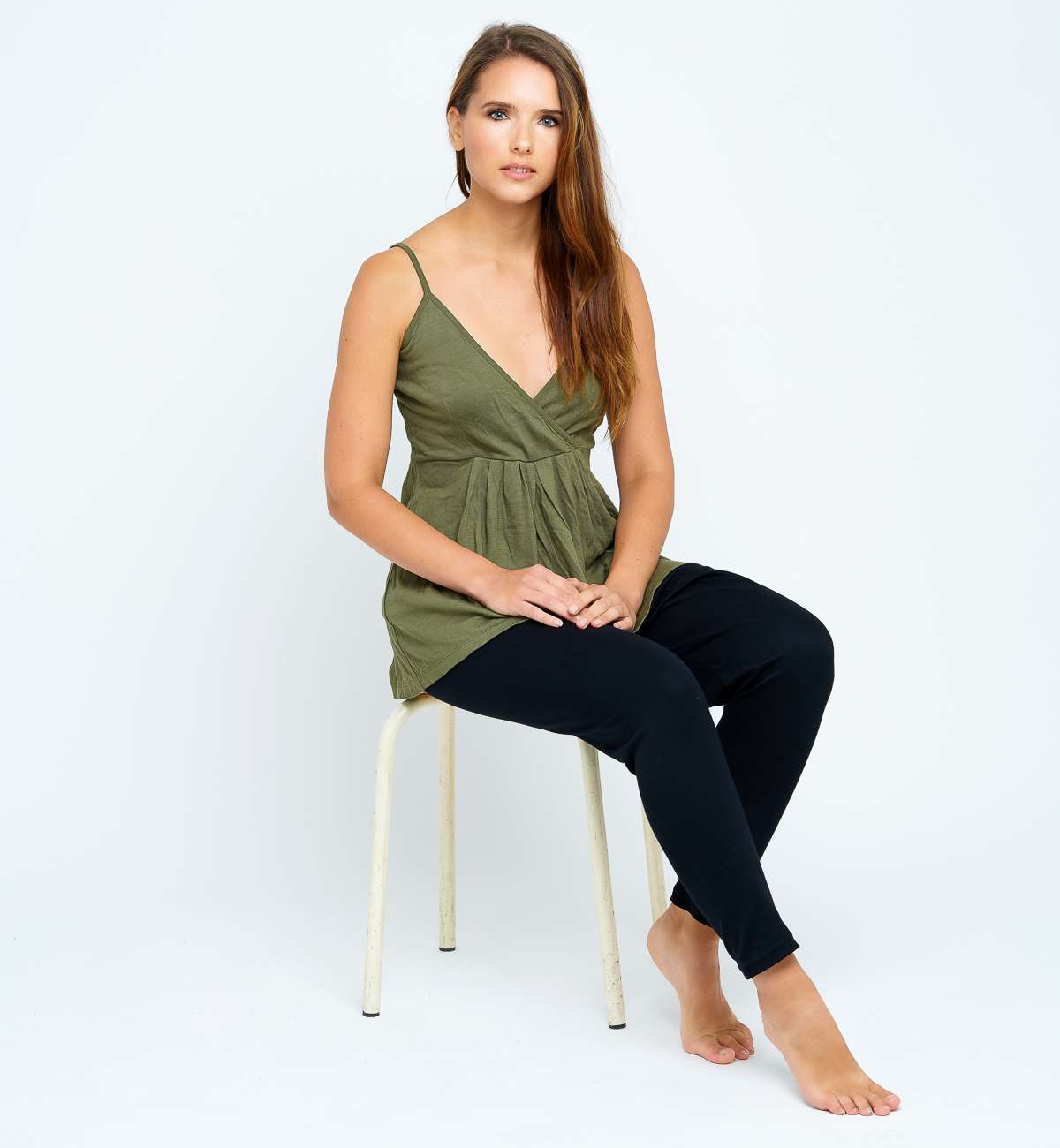 débardeur long décolleté croisé bambou