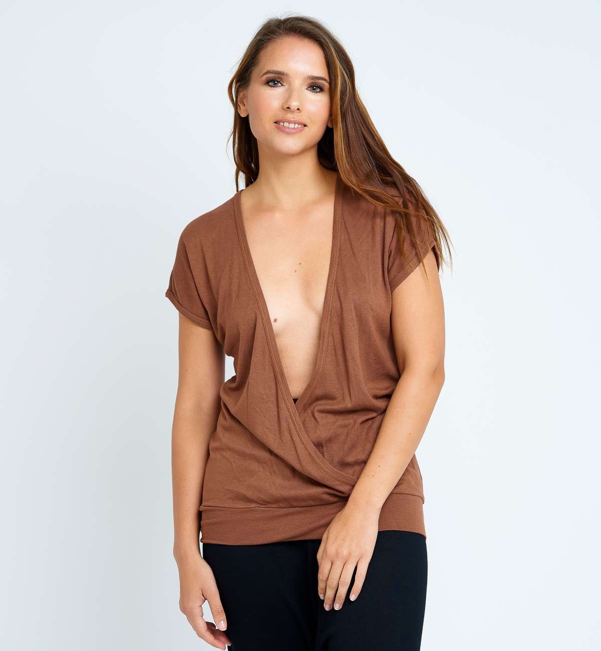 T-shirt long bambou manche courte col...