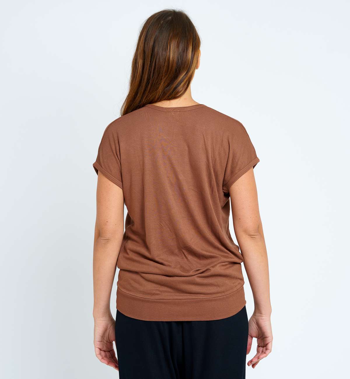T-shirt long bambou manche courte col...