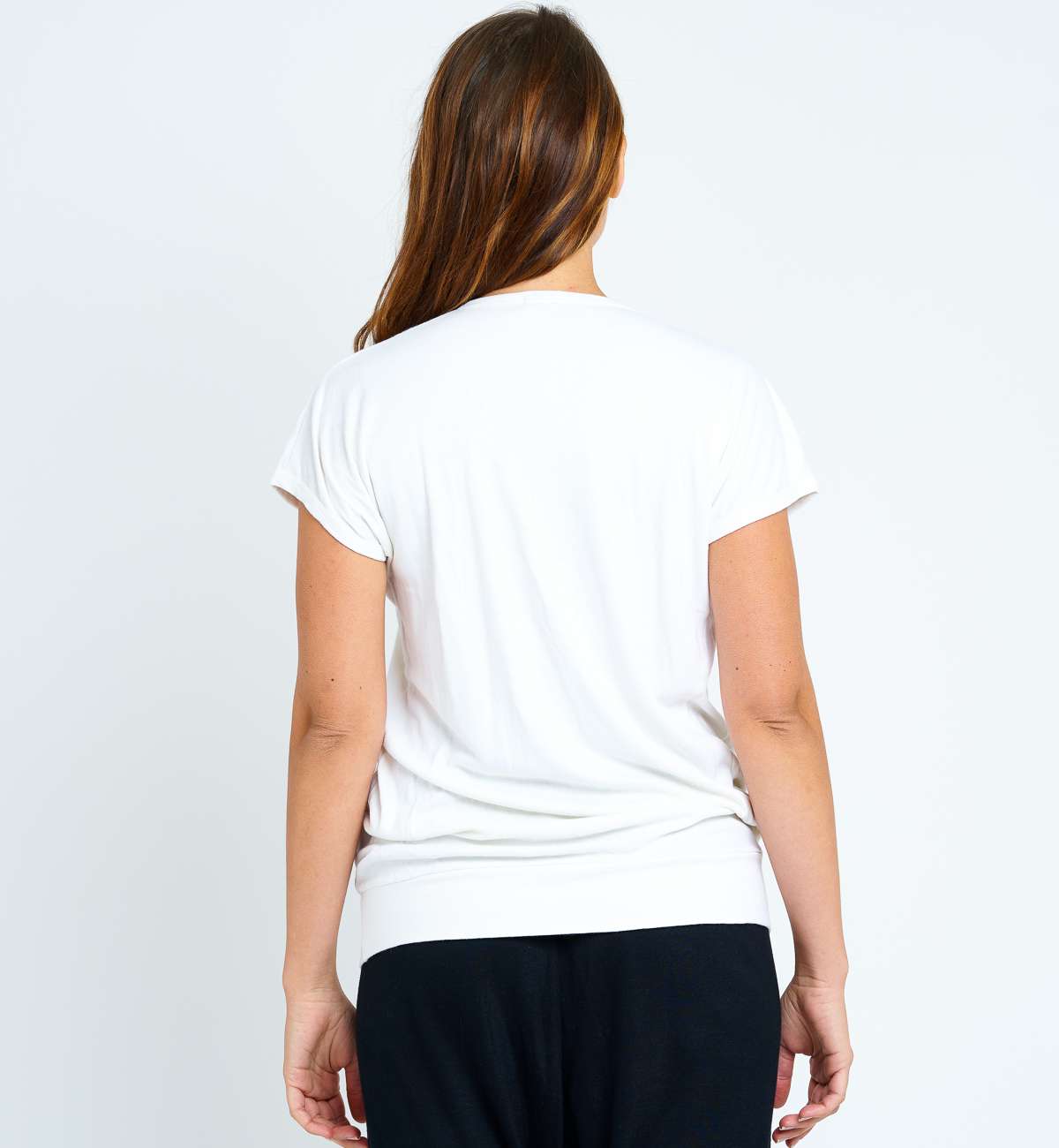 T-shirt long manche courte col décolleté T-shirt long manche courte col décolleté