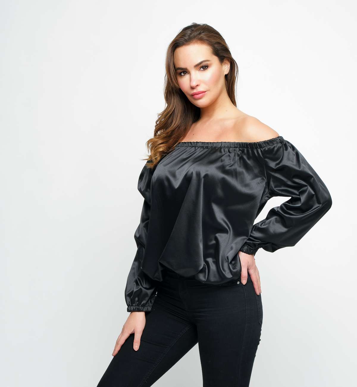 Body Manche Longue Élastique Satin...