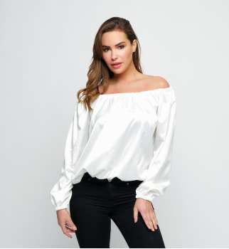 Body Satin Col Bateau Élastique Manches longues 2