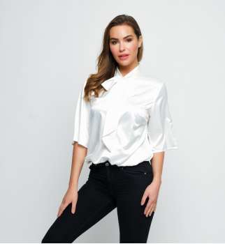 Body Satin Col Cravate  Manche 3/4 2