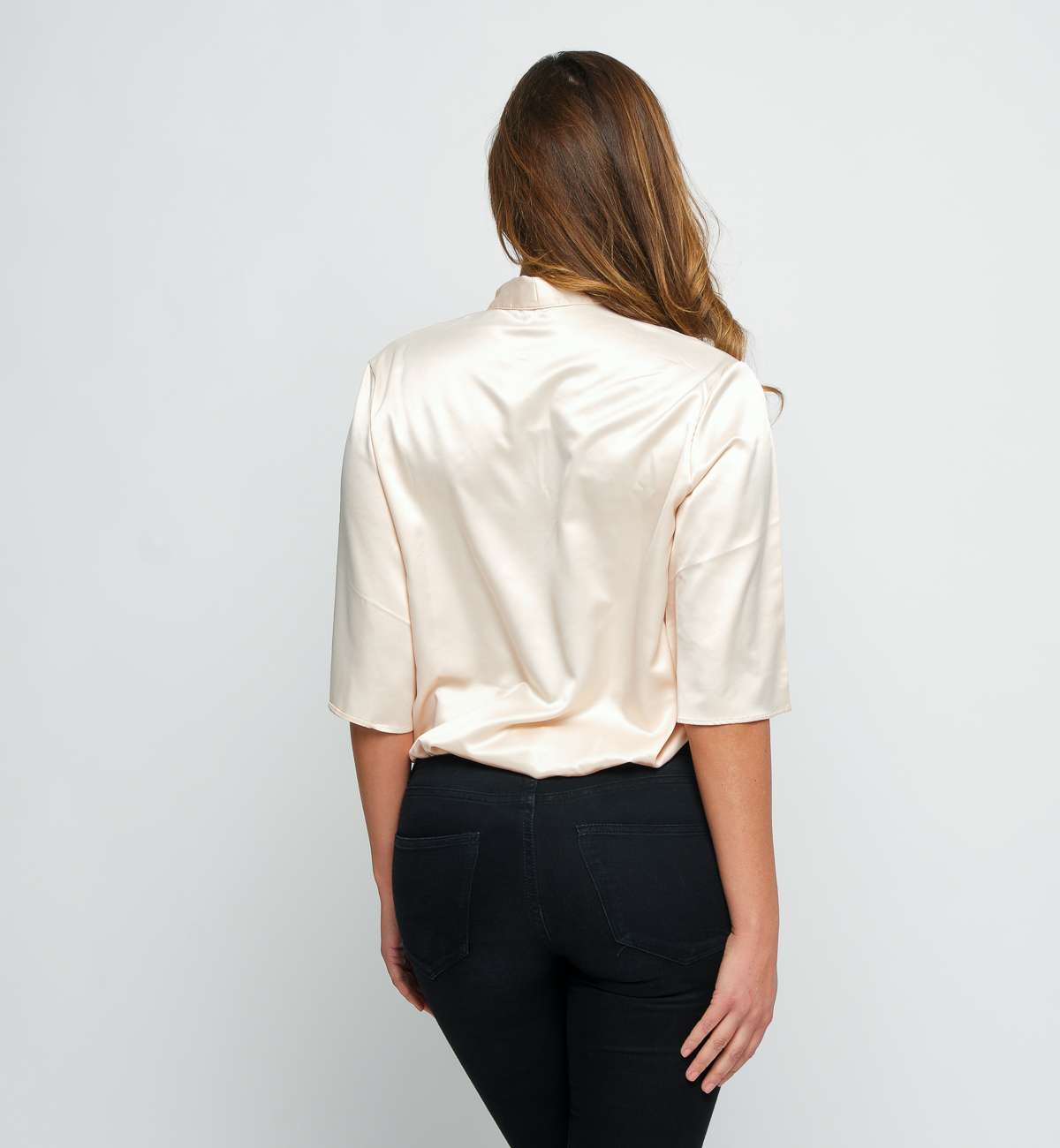 Body Satin Col Cravate  Manche 3/4