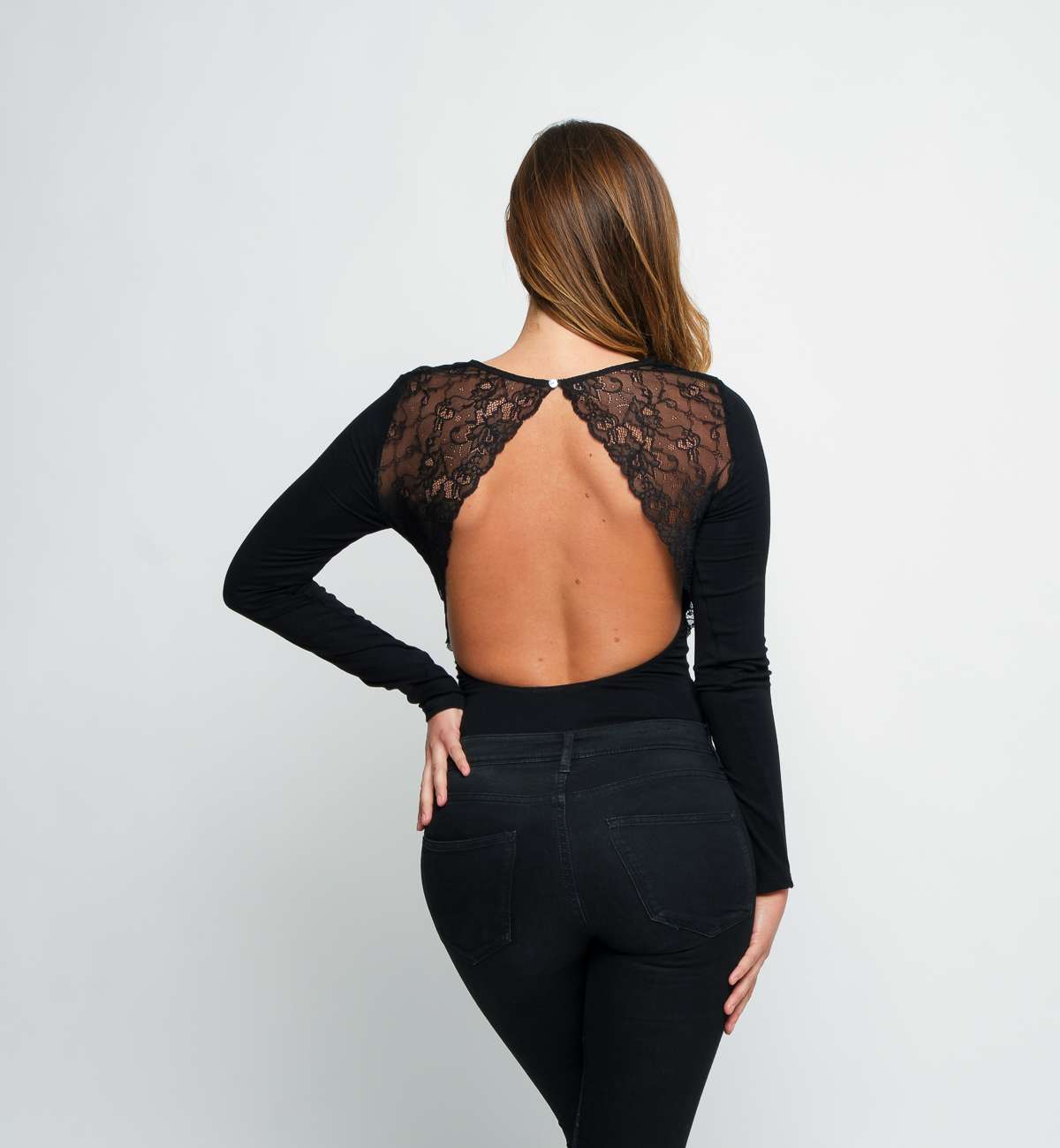 Body Manche Longue Dentelle Dos Noir