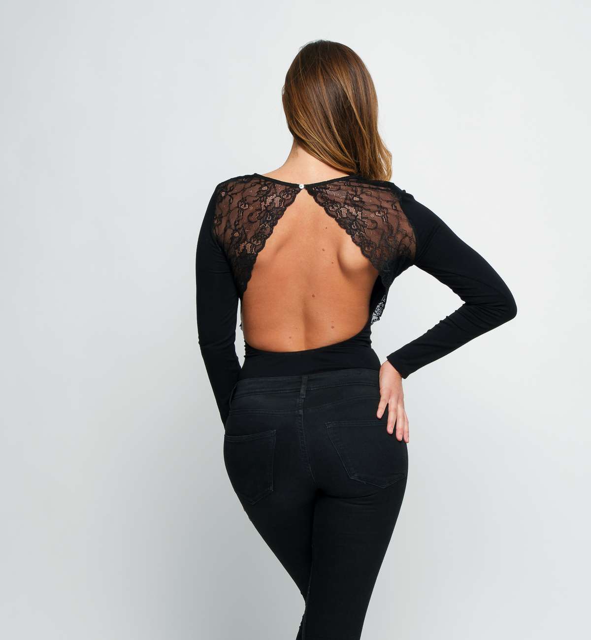 Body Manche Longue Dentelle Dos Noir