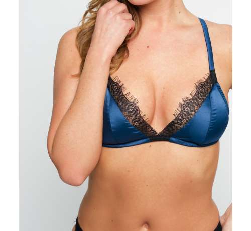 Soutien gorge satin bande dentelle sans armatures