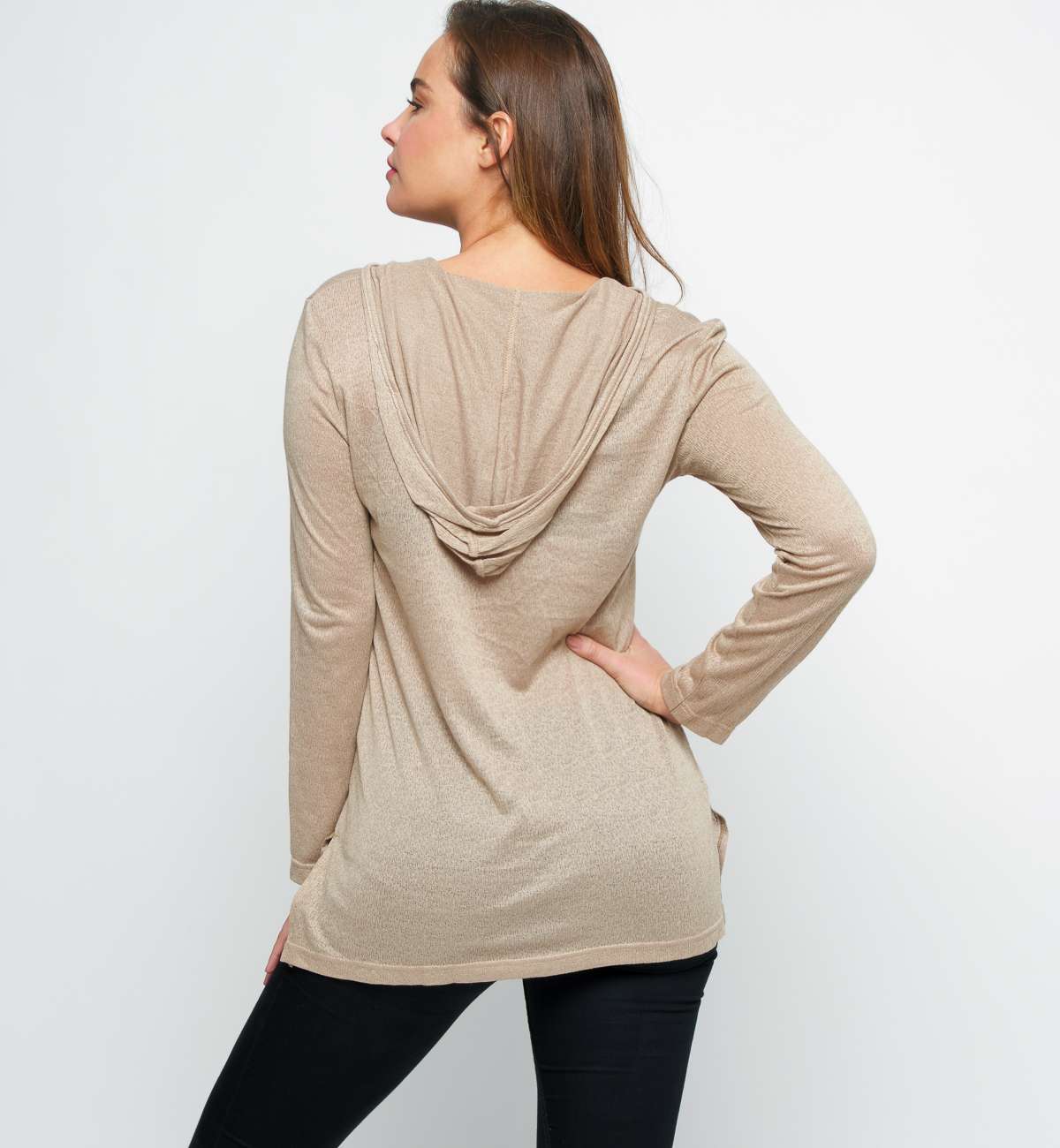 blouse col V capuche