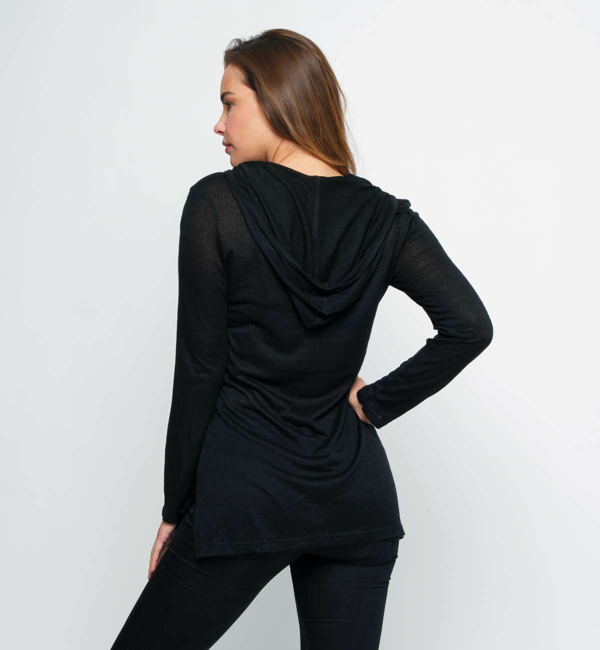 blouse col V capuche