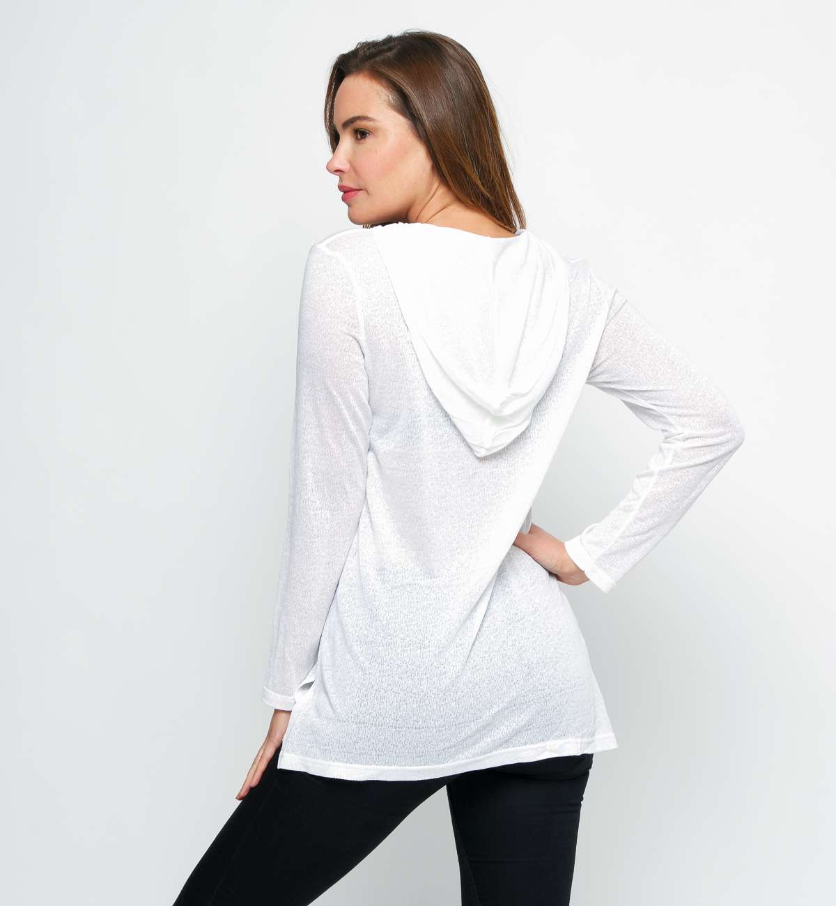 blouse col V capuche