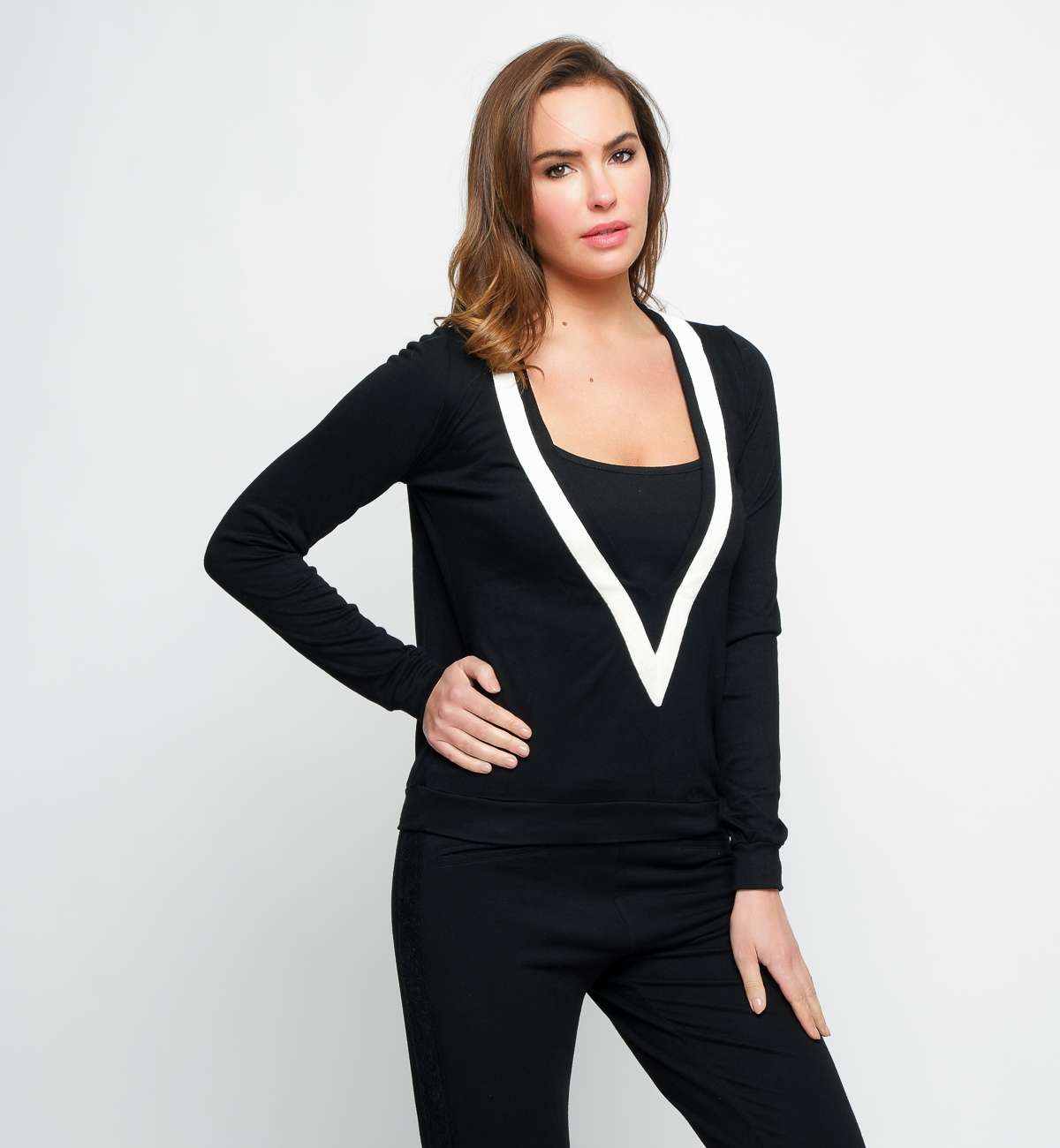 Top manches longue Col V Décolleté