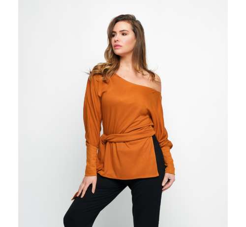 T-shirt Bambou ML épaule nue Camel