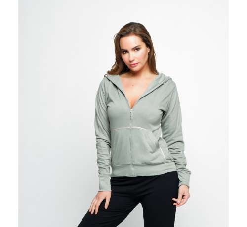 Gilet Capuche broderie dos Bambou