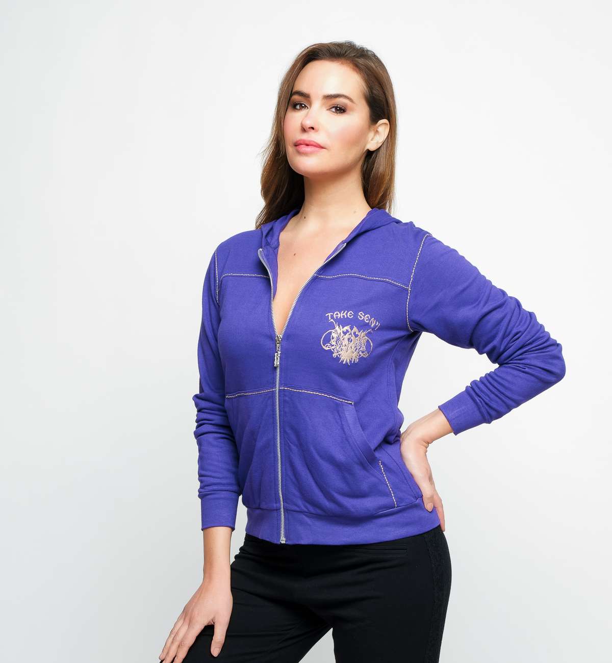 Gilet Capuche Bambou Broderie Coeur