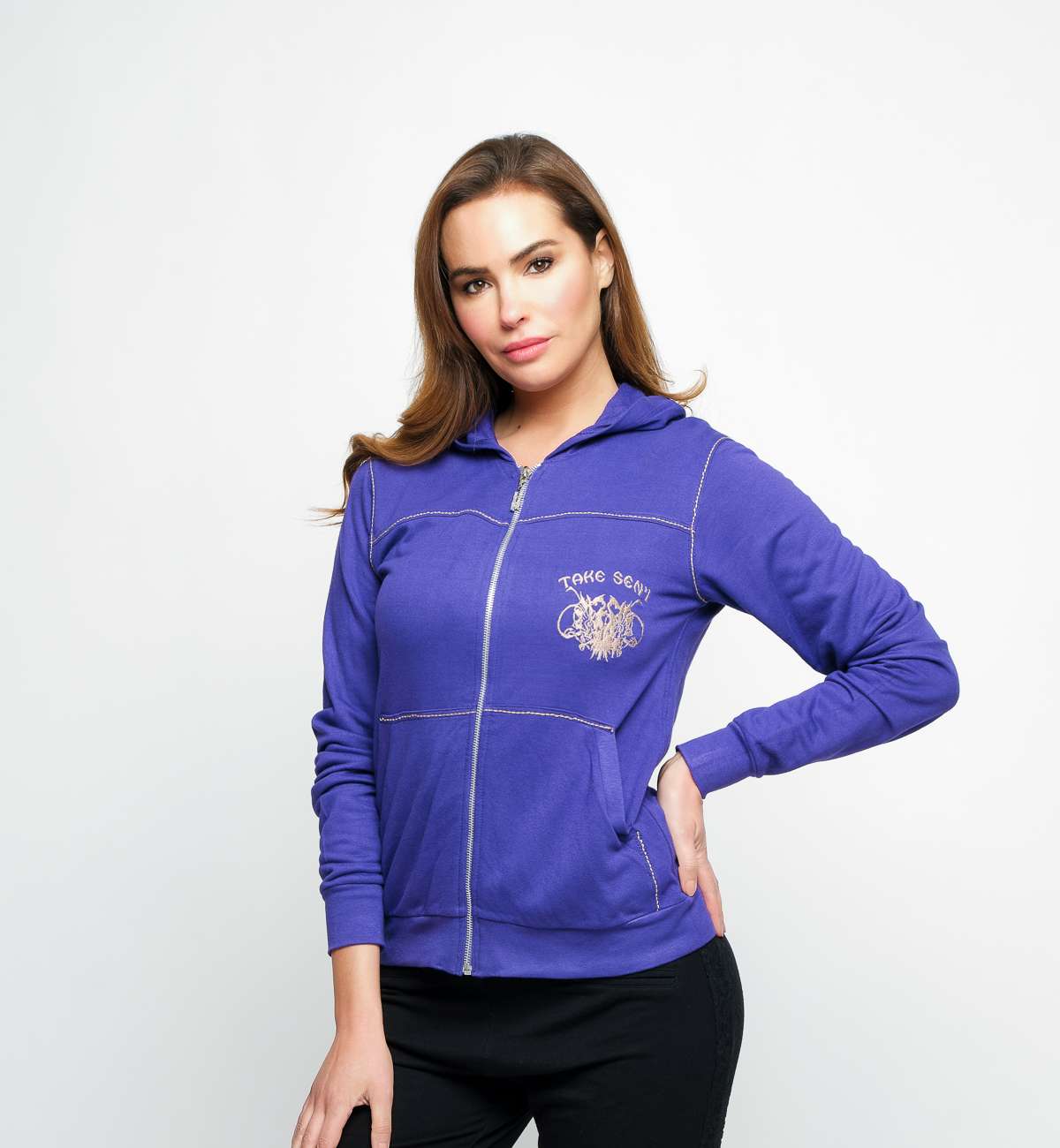 Gilet Capuche Bambou Broderie Coeur