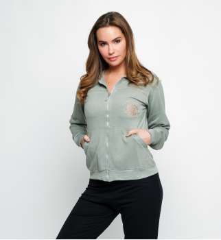 Gilet Capuche Bambou Broderie Coeur