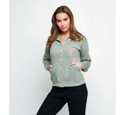 Gilet Capuche Bambou Broderie Coeur