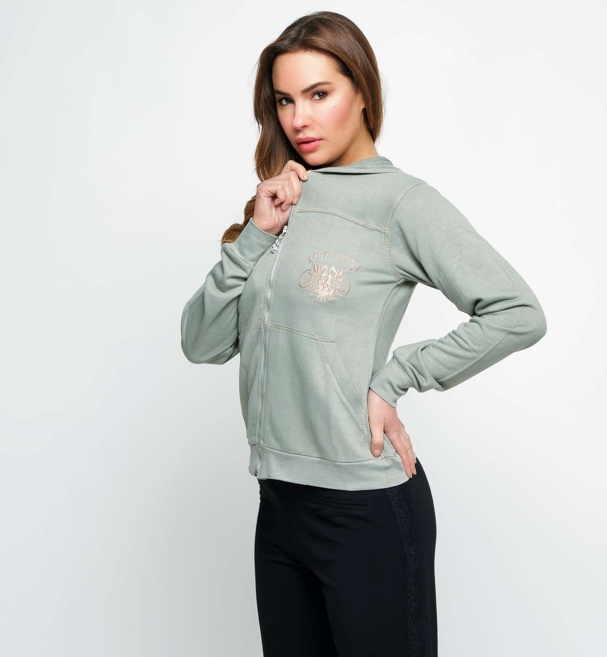 Gilet Capuche Bambou Broderie Coeur