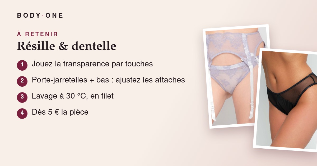 Lingerie résille et dentelle : porte-jarretelles, body et shorty