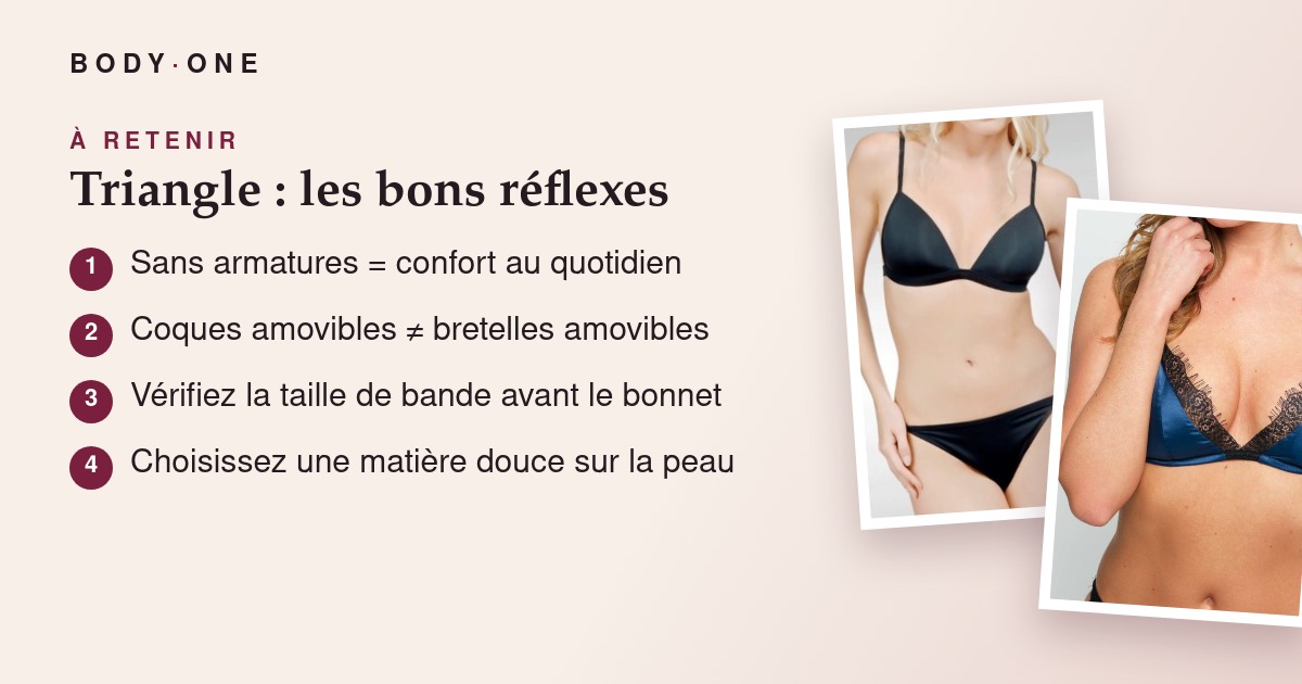 Soutien-gorge triangle : sans armatures, coques et bretelles amovibles